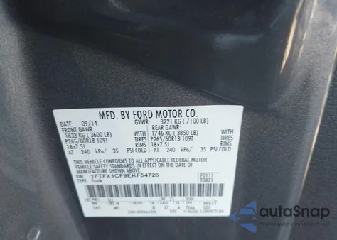 2014 Ford F-150 Fx2/Lariat/Stx/Xl/Xlt from USA, damaged, VIN 1FTFX1CF9EKF54726